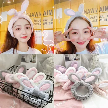 

1Pcs Fashion Women Girls Rabbit Ears Hairband Elastic Headdress Hair Accessories Cotton Makeup Tools