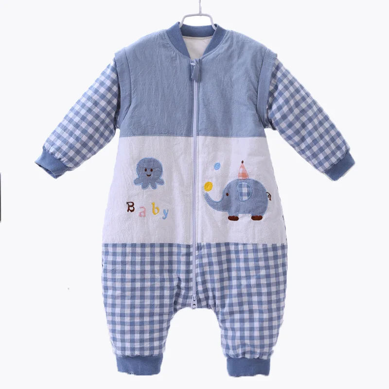 Elephant blue 95/5000 Kids Girl Boy Спальный Мешок Зима С Ногами Anti-kick Детский Продукт Хлопок Конверт Для Новорожденных - Цвет: Elephant blue