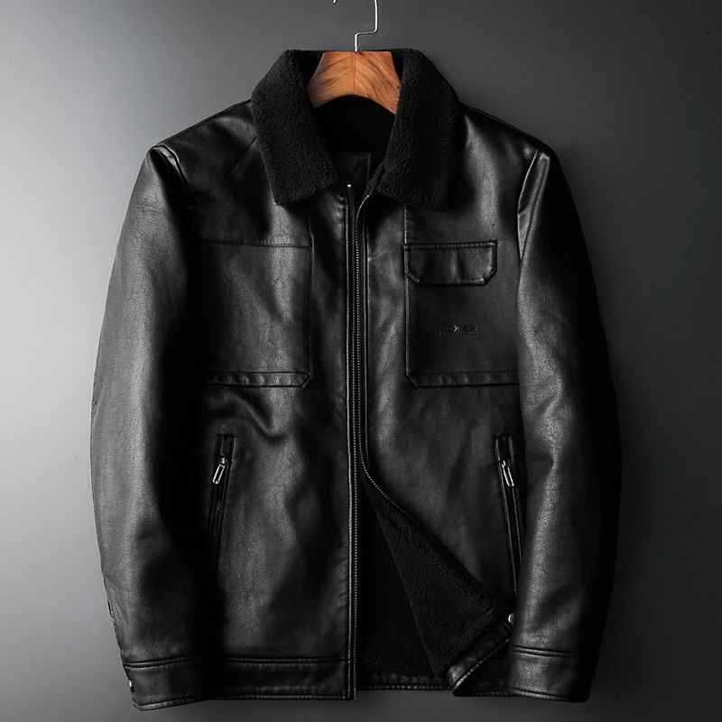

Oversized 8XL 7XL 6XL 5XL Thick Men Winter Leather Jacket 2019 New Style Keep Warm Stylish Handsome Coat 1919