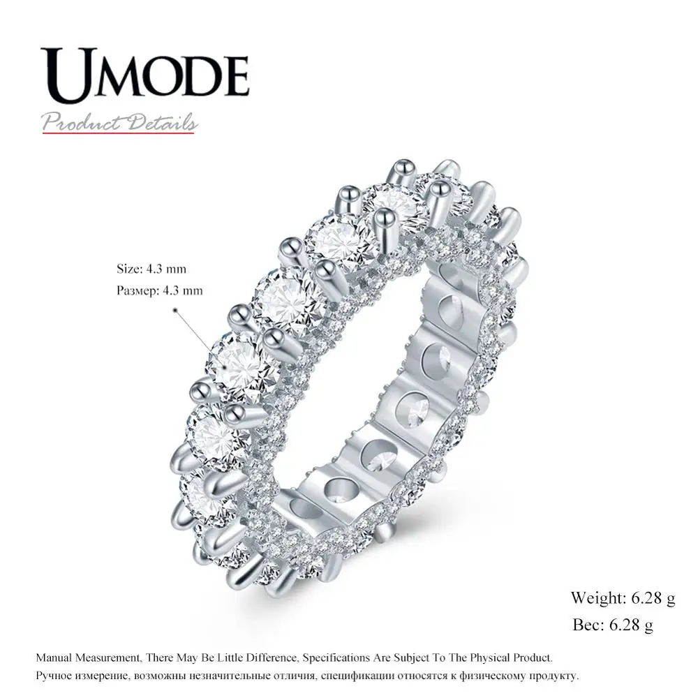 UMODE, ювелирное изделие,, модное, большое, роскошное, Cusion, циркониевое кольцо для женщин, новое, обручальное, обручальное, ювелирное изделие, кольца вечности AUR0576A - Цвет основного камня: Round Eternity