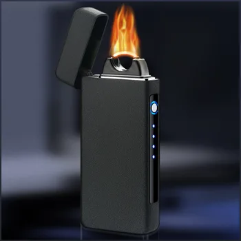 

Electronic USB Big Flame Lighter Pulse Windproof Double Arc Electric Lighters Plasma Flameless Gift for man