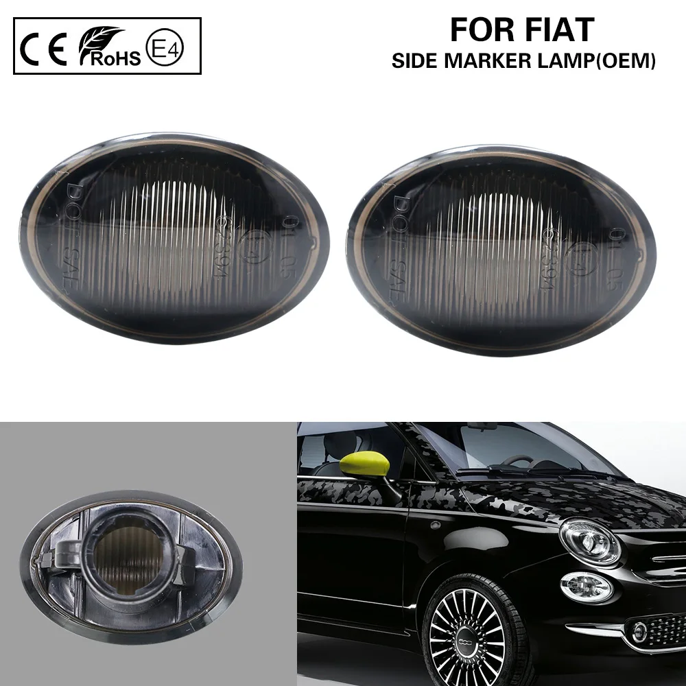 

2X Smoked OEM side marker lamp turn signal light for FIAT 500 Ford KA DESDE 10.2008- Lancia Ypsilon 01.2004 -06.2011 Maserati