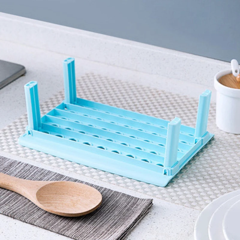 GTBL 5Pcs Foldable Organizer Cupboard Storage Shelf Refrigerator Rack House Dish Holders Plastic Sink Drain Rack Desk Kitchen Ac