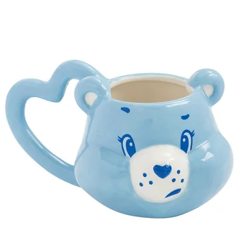 

3D panda coffee mugs with heart handle ceramic cute cups and mugs