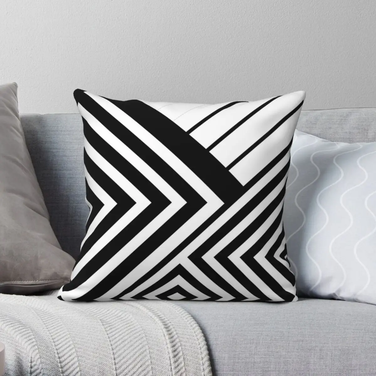 

Black And White Geometric Lines Pillowcase Polyester Linen Velvet Pattern Zip Decor Throw Pillow Case Home Cushion Cover 45x45