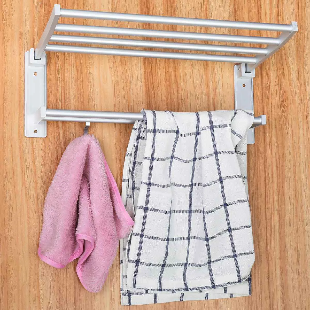 Алюминиевый складной держатель для полотенец для ванной комнаты, настенная вешалка для хранения, Кухонное банное полотенце для отеля, полка для одежды с 3 крючками