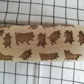 

Wood Rolling Pin Embossing Baking Cookies Noodle Biscuit Fondant Cake Dough Roller JS22