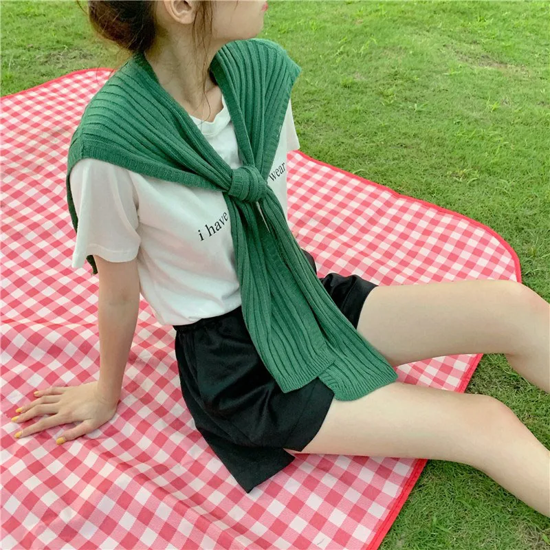 

Autumn Solid Knitted Women Scarf Casual Travel Ring Scarves Knot Striped Ins All Match Shawl Fashion Street Accessories Pashmina