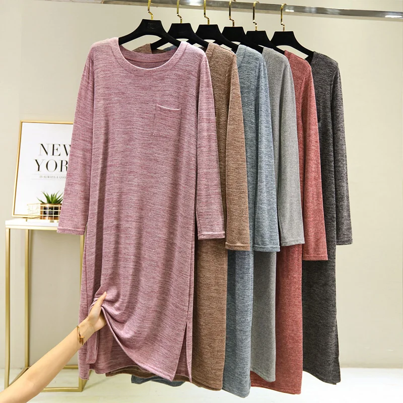 

Sleepwear Women Nightgown Casual Long Sleeping Dress Pijamas Ladies Homewear Long Sleeve Autumn Cotton Loose Sleepdress