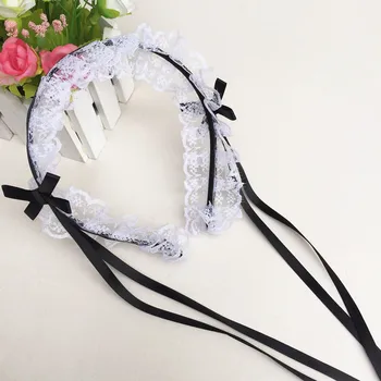 

Vintage Japanese Sweet Lolita Lace Strap Bow Headwear Maid Hair Band Maid Daily Hair Accessories Headbands