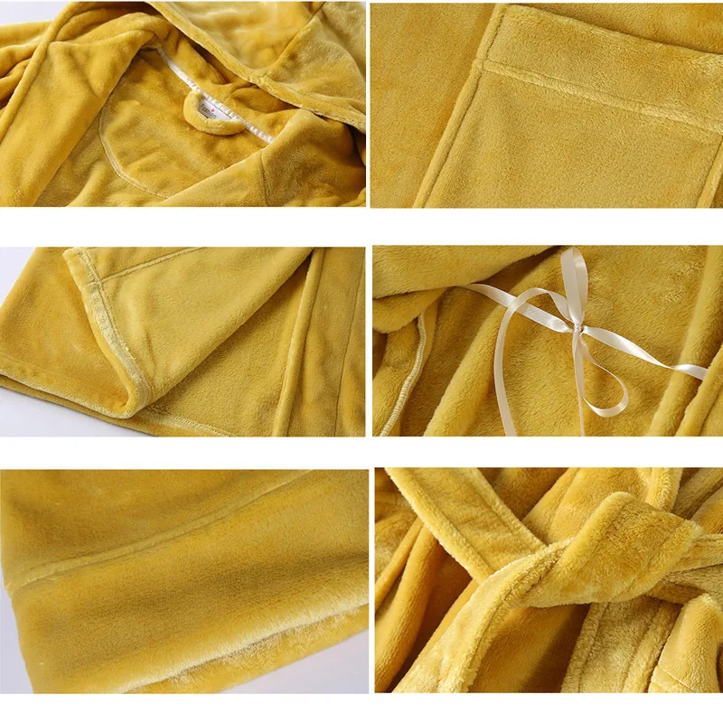 Халаты для влюбленных, зимнее кимоно, пижама, термо, с капюшоном, удлиненный фланелевый Халат для мужчин, утолщенный, теплый, осенний, badjas mannen