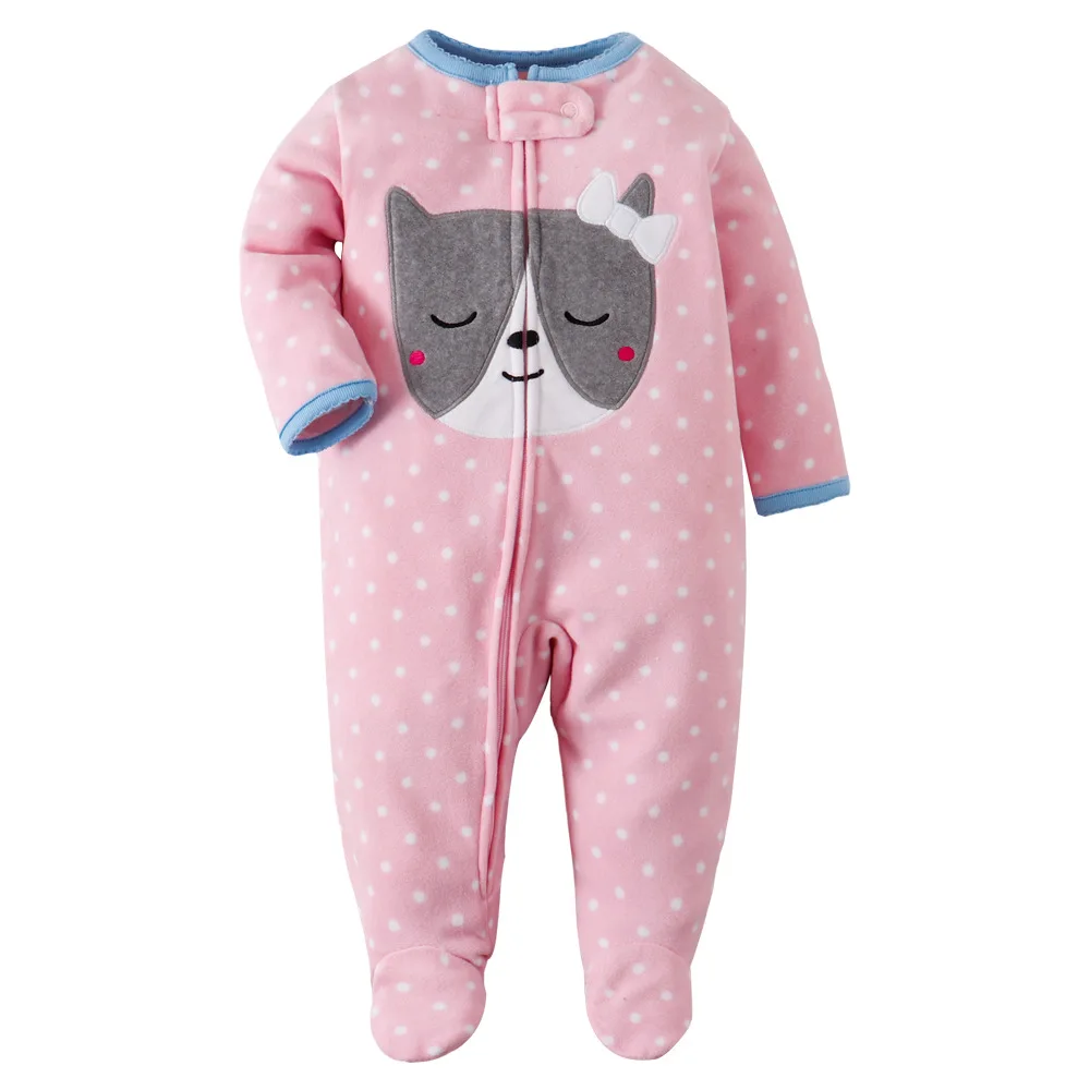 Cartoon Cat Baby Girl Jumpsuit Footies Clothes Winter Newborn Boy Long Sleeve Fleece 0 12 Month New Born O Neck Zipper 2020 Rompers Aliexpress