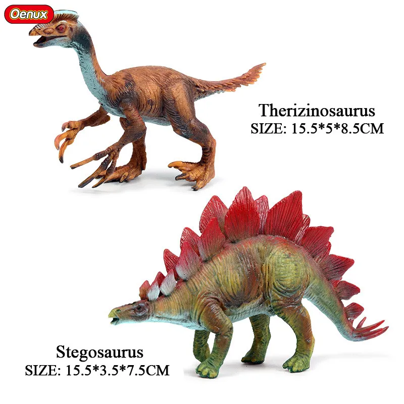 Oenux высокое качество ПВХ динозавр Юрского периода парк модель игрушки Юрского периода Т-Рекс спинозавр Трицератопс динозавры экшн детская игрушка-фигурка - Цвет: 2pcs dinosaurs