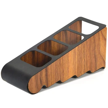

Organizer Four Grid Storage Box Stand Home Desktop Remote Control Holder Wooden Container Portable Compartment Durable Tidy(Blac