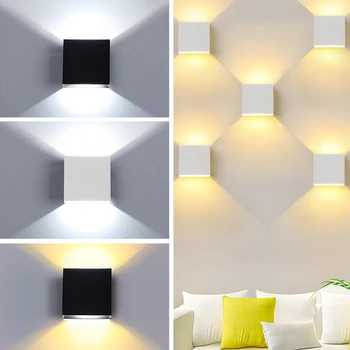 

AC 85-265V 7W Surface Mounted Wall Lamp COB LED Source Square Aluminium Luminaire Modern Indoor Aisle Corridor Wall Light