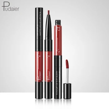 

Pudaier 16 colors Matte Lip Liner Velvet Long Lasting Lipstick Pen Two In One Lip Gloss Pen Not Easy to Decolorize Lip Liner