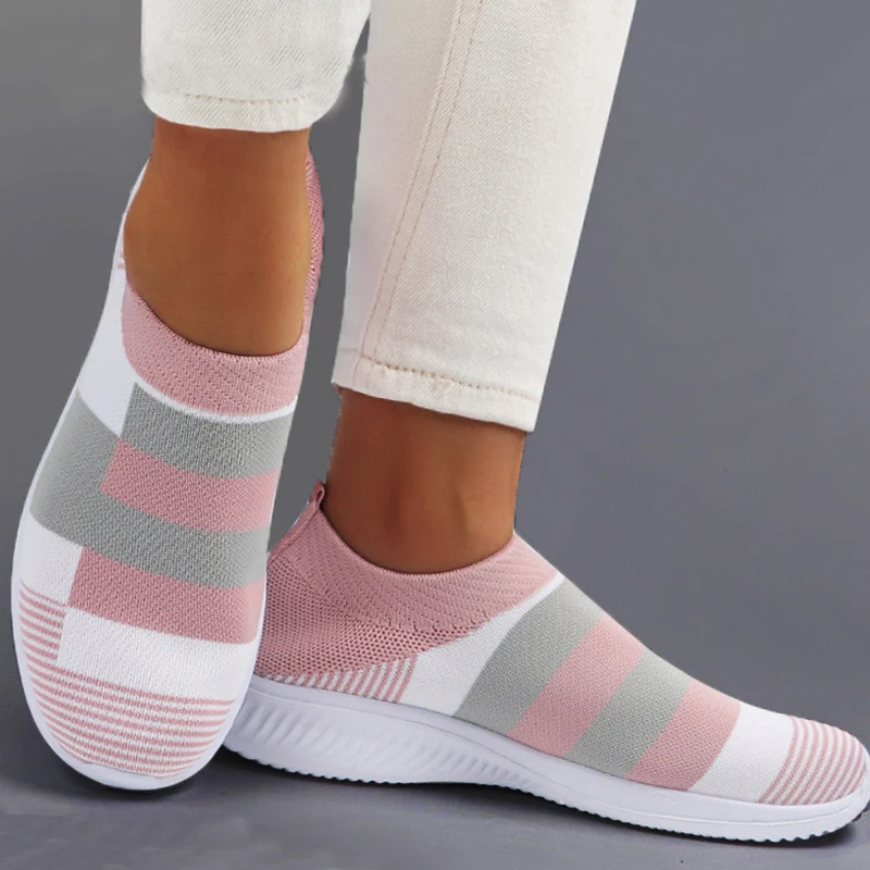 Shoes Female Knitted-Sock Ladies Trainers Summer Women Slip-On Zapatos-De-Mujer