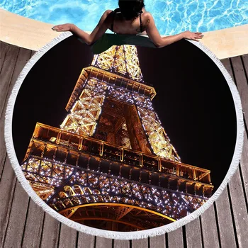 

Arc de Triomphe Paris Tower sand towel cloth 3D digital printed large round beach towel mat yoga mat T613