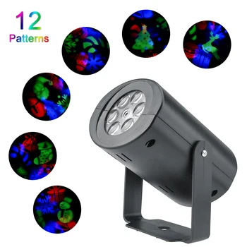 

Christmas Laser Projector Animation Effect Indoor/Outdoor RGB Color Projector 12 Patterns Snowflake Snowman Laser Light