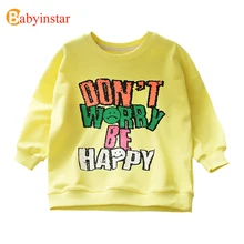 Babyinstar/новая детская весенняя одежда толстовки с длинными рукавами и свитшоты детские с буквенным принтом свитшоты одежда для маленьких девочек