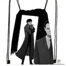 Изготовленный На Заказ Шерлок-Abominable-@ 01-походная сумка на шнурке милый рюкзак для детей(черная спинка) 31x40 см#180611-03-109