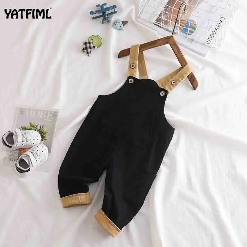 YATFIML/Модный трикотажный комбинезон для маленьких мальчиков и девочек, штаны, Мягкий комбинезон для малышей, подтяжки, яркие цвета, Комбинезоны для маленьких девочек и мальчиков - Цвет: black