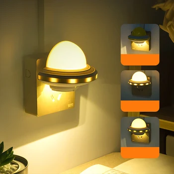 

Creative LED night light with remote control dimmable bedroom night light for kids cartoon flying saucer gift