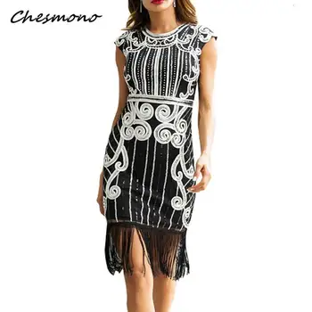 

Sexy Vrouwen Dames Body Prom Party Dress Ronde Kraag Loverts Kwastje 1920