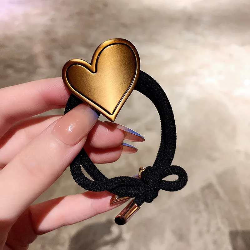 Retro Korean Elegant Heart Hair Tie Female Sweet Ponytail Elastic Hair Bands Women Girl Hair Accessoires Braided Jewelry Gifts