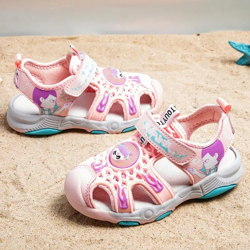 

2020 summer kids shoes brand closed toe toddler boys cartoon sandals orthopedic sport pu leather baby boys beach sandals