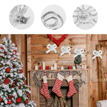 

6Pcs Christmas Plastic LED Light Xmas Luminous Bow Pendants Party Decorations