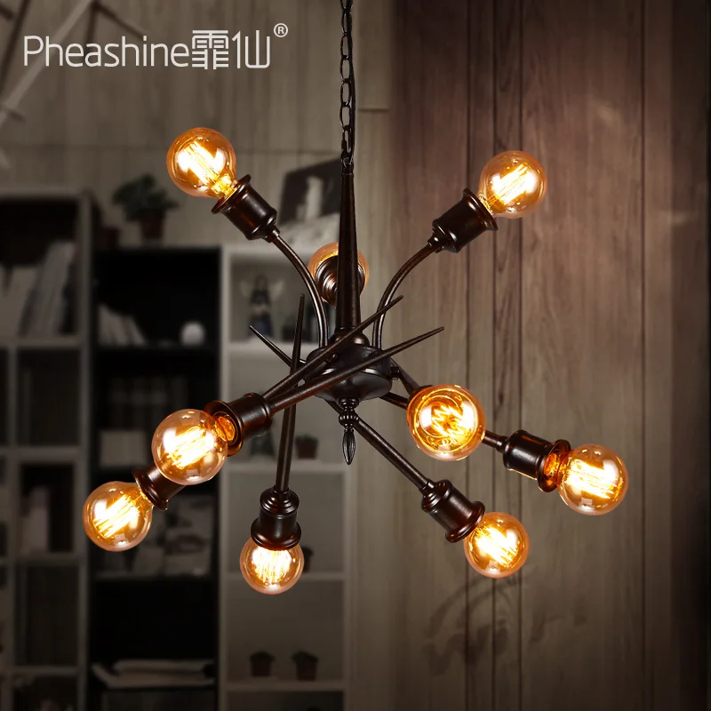 

Loft Industrial Style Personality Creative Restaurant Bar With Decorative Chandelier Vintage Iron Engineering Lights