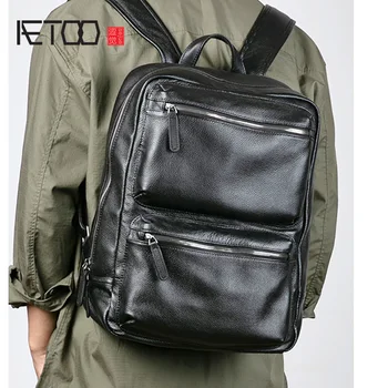 

AETOO Head leather backpack, men's business leisure large-capacity computer bag, leather travel bag