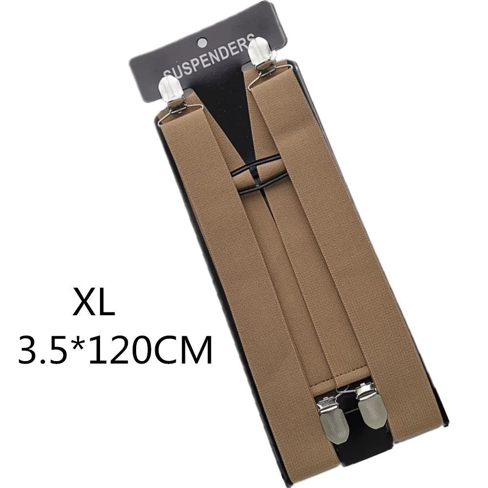 Light khaki-120cm Дизайн, одноцветные подтяжки унисекс для взрослых, подтяжки для мужчин, 3 размера плюс, женские подтяжки, регулируемые эластичные детские подтяжки с h-образной спинкой - Цвет: Light khaki-120cm