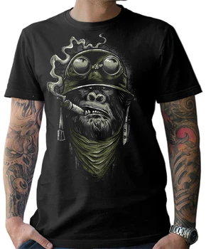 

Biker T-Shirt - Gorilla Monkey Motorrad Chopper Bobber Oldschool Herren S-3Xl Graphic Tee Shirt