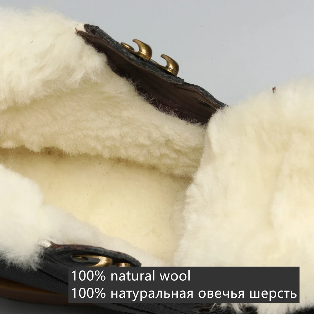 Ботинки из натуральной шерсти зимняя мужская обувь ручной работы кожи размеры 36