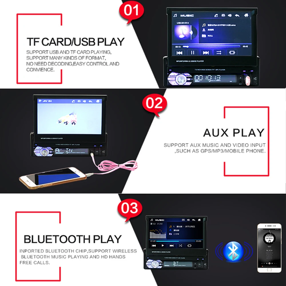 

Universal Car MP5 7 Inch FM/USB/AUX GPS Navigation Bluetooth Generic 1DIN Radio Audio