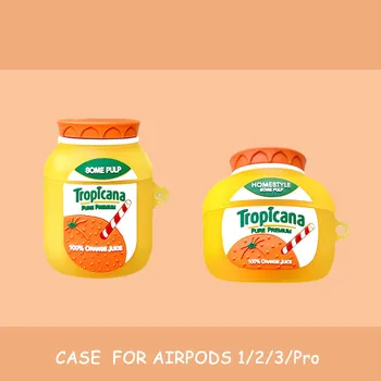 

Brand Orange juice Drink 3D case For AirPods 1 2 pro charging box soft silicone Wireless bluetooth earphone protect cover coque