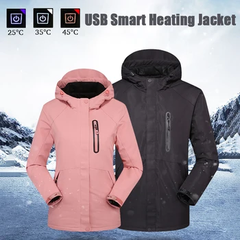 

Winter Waterproof Heated Jacket Hunting Hiking Skiing Outdoor Heating Coat Women Men Windbreaker kurtka podgrzewana regenjacke