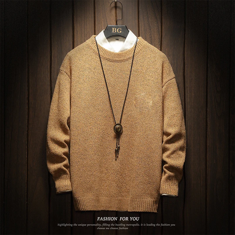 

Knitting Sweaters Men's Warm Fashion Solid Color Casual O-neck Knit Pullover Men Sweater Male Sweter Clothes Large Size M-5XL