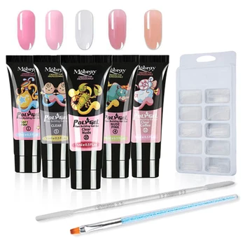 

Gel Nail Kit+Anself 5x15ML Gel Set+100pcs Nail Mold+Blue Drilling Light Therapy Pen+ Double Head Steel Push Multicolor