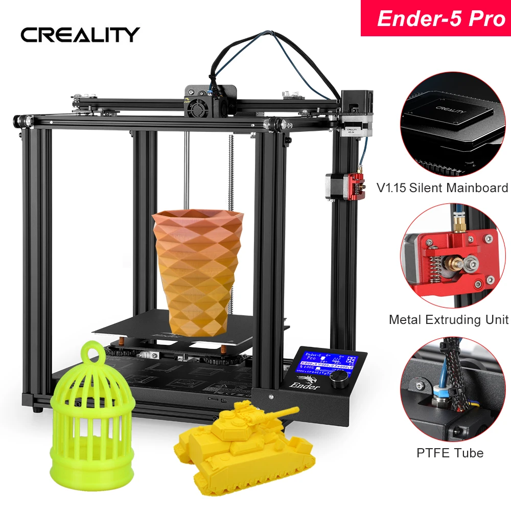 Creality 3D Ender-5 Pro Высокоточный 3d принтер DIY комплект с обновлением Бесшумная материнская плата PTFE трубки металлический экструдер 220*220*300