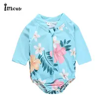 Для малышей, для маленьких девочек одежда для защиты от солнца с длинным рукавом синий цветочный купальник, одежда для плавания бикини ванный комплект Купальный костюм