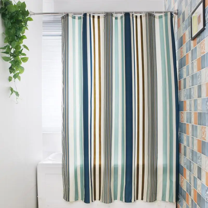 55 Beautiful Green Striped Shower Curtain Polyester Mildew Resistant Bath Waterproof Fresh Bathroom Wholesale | Дом и сад