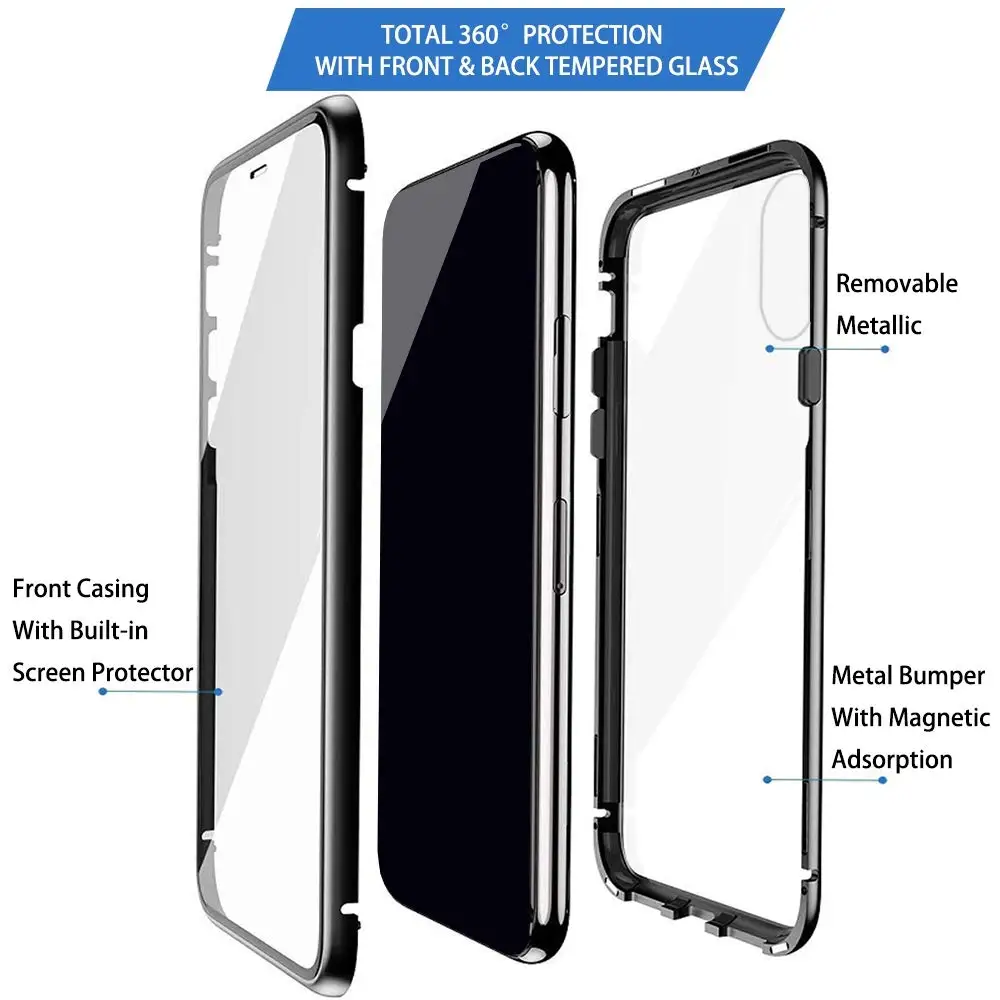 Magnetic case For samsung Galaxy m30s Double side tempered Glass cover on the For samsung a50 a30 a70 a20 a50s fundas capa coque