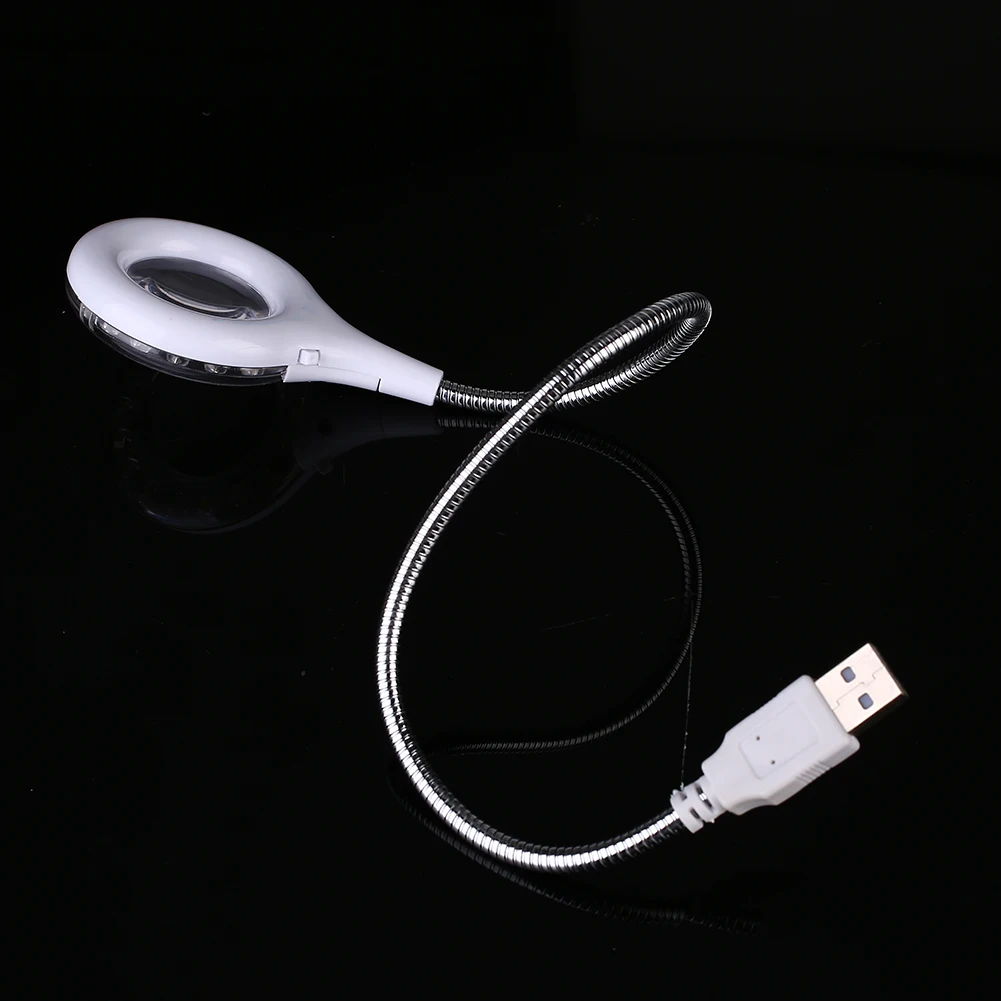 Яркий ночной Светильник 18LED USB с увеличительным стеклом для глаз, холодный белый