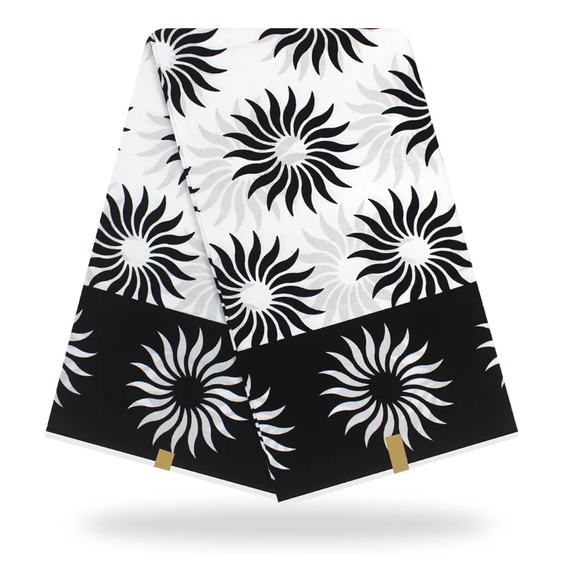 Африканская ткань для пэтчворк африканская восковая Ткань 6 ярдов хлопок Анкара ткань белая африканская печать ткань DF-H14