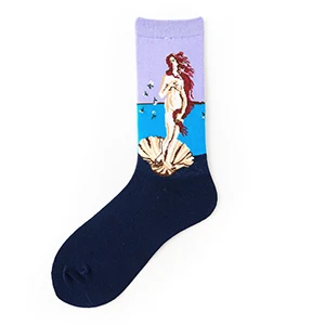 Лучшие продажи унисекс Ван Гог арт носки известные картины Забавный узор счастливые женские носки Модные Ретро счастливые мужские носки - Цвет: men socks 5