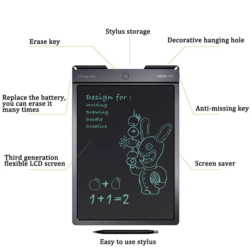 13inch LCD Writing Tablet Writing Board for Children Graffiti Drawing Office Electronic Light Energy Small Blackboard #CO