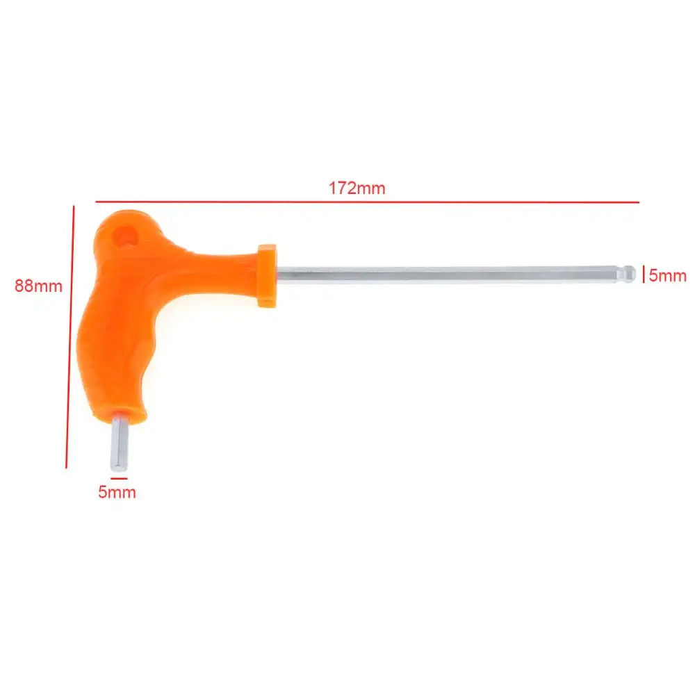 3 мм 4 мм 5 мм 6 мм 8 мм Т-образная ручка костыль шестигранный универсальный ключ шестигранный ключ ручной инструмент гаечный ключ с шаровой головкой и пластиковой ручкой - Цвет: 5mm